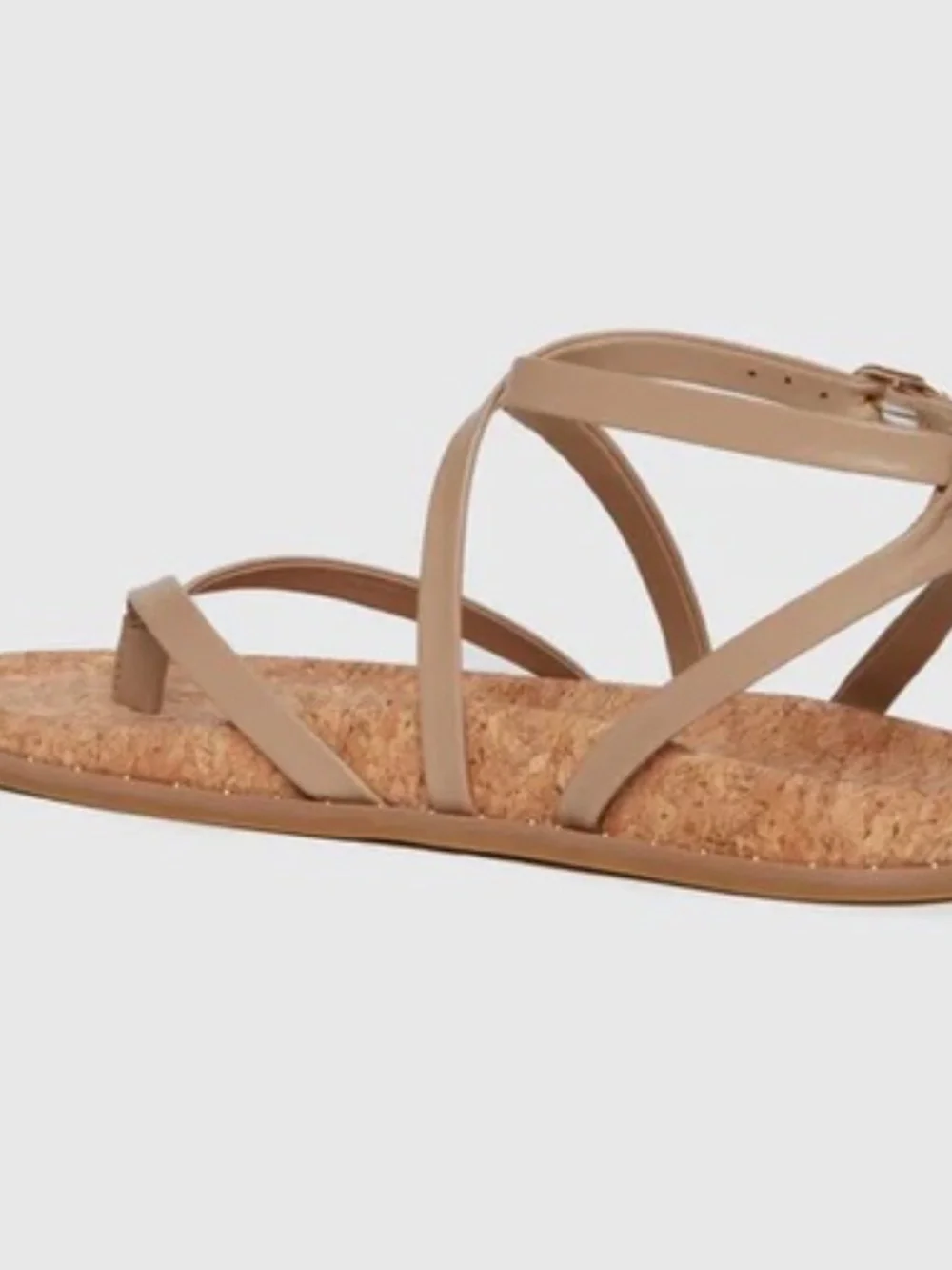 PAIGE Zana Women's Sz 11 Sand Leather Cork Footbed Gold Studded Strappy Sandal